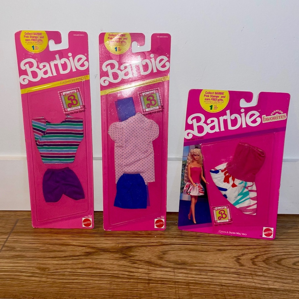 Barbie - 3 x 1990 Vintage Fashions - NWT